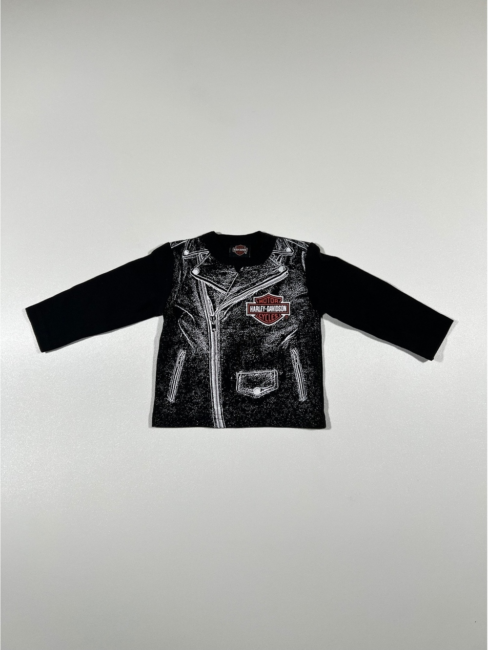 Harley Davidson Baby Long Sleeve Shirt Size 0/3M Black Eagle Motorcycle Graphic